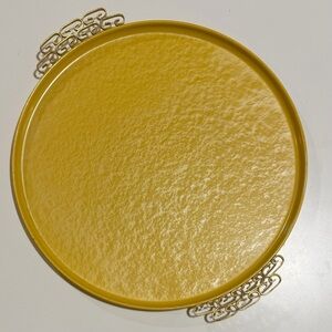 Vintage MCM Hollywood Regency Kyes Moire-Glaze Golden Yellow Lacquered Tray